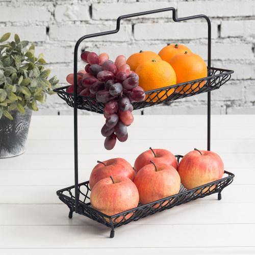 Vintage Design Black Metal Wire Fruit Basket