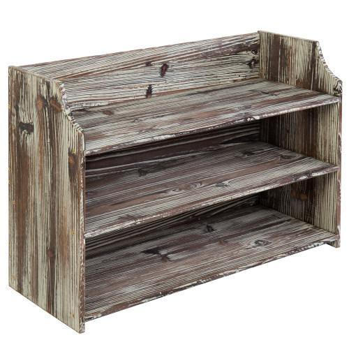 Rustic Torched Wood Shoe Rack - MyGift