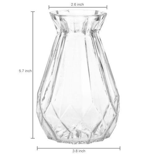 Decorative Clear Glass Diamond-Faceted Flower Vases, Set of 2 - MyGift