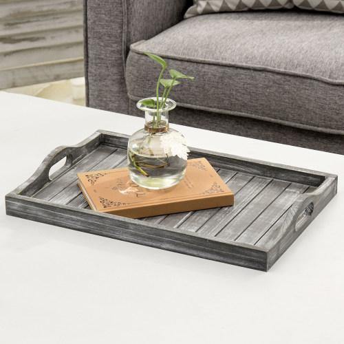 Rustic Gray Whitewashed Wood Serving Tray - MyGift