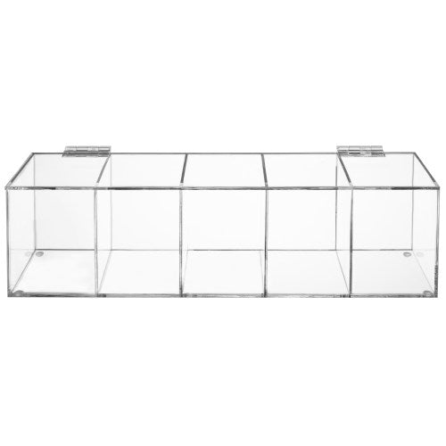 5-Compartment Clear Acrylic Tea Organizer w/ Hinged Lid-MyGift