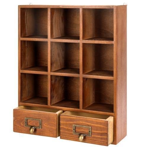 Freestanding Wooden Shadow Box w/ 2 Drawers - MyGift
