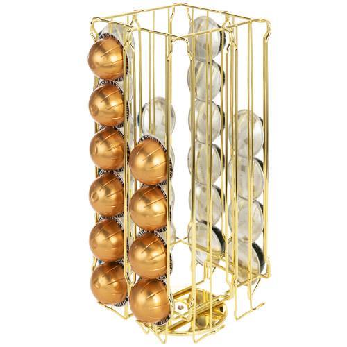 Stainless Steel Brass Rotating Coffee Pod Organizer - MyGift