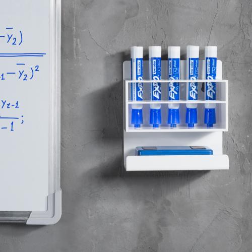 White Acrylic Dry Erase Whiteboard Marker & Eraser Holder Stand