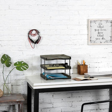Vintage Gray Wood & Black Metal Document Organizer - MyGift