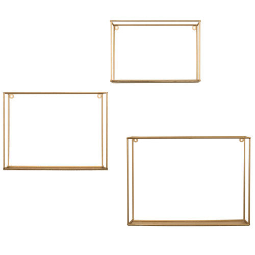 Modern Metal Wire Frame Shadow Boxes, Gold, Set of 3-MyGift