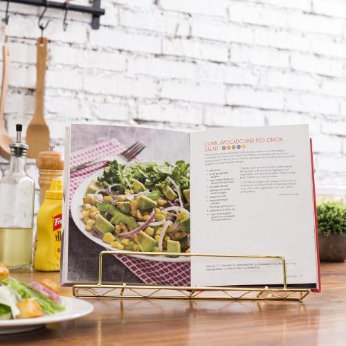Brass Tone Metal Wire Cookbook/Tablet Stand