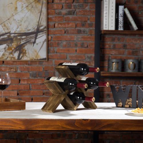 Rustic Brown Wood Countertop Wine Rack - MyGift