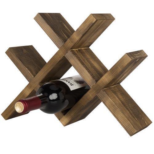 Rustic Brown Wood Countertop Wine Rack - MyGift