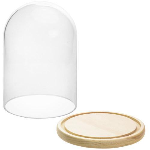 Clear Glass Cloche with Beige Wood Base - MyGift