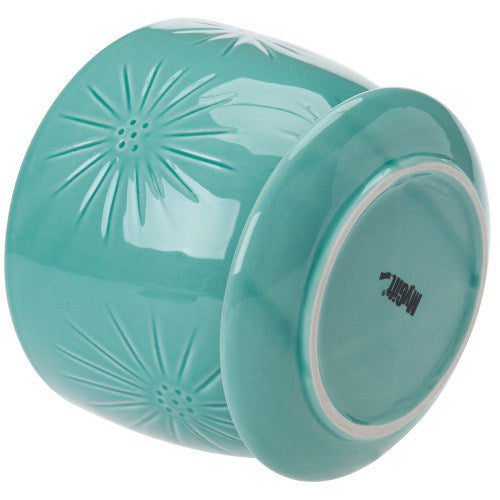 Aqua Blue Sunburst Ceramic Pot w/ Saucer-MyGift