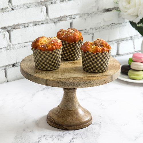 10 Inch Solid Mango Wood Round Cake Stand