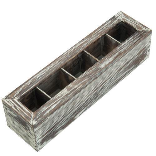 Rustic Torched Wood Tea Box with Magnetic Clear Lid - MyGift