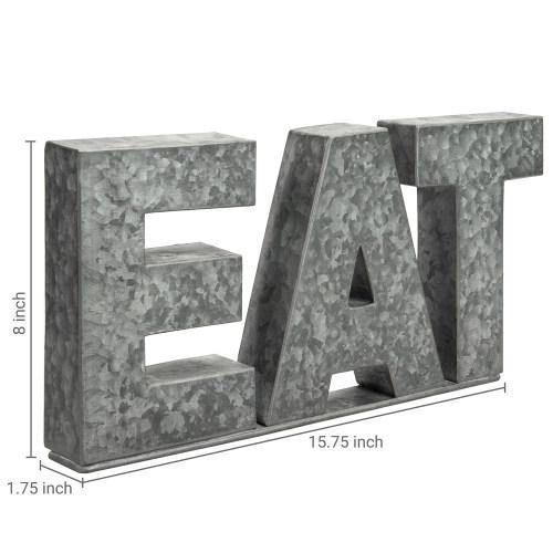 Galvanized Silver Metal Cutout Letters Sign EAT - MyGift