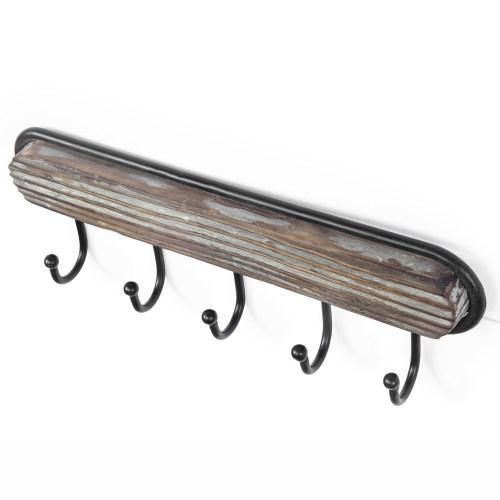 Wall Mounted Torched Wood & Black Metal Key Rack - MyGift