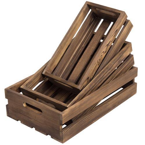 Rustic Wood Decorative Nesting Storage Crates, Set of 3 - MyGift