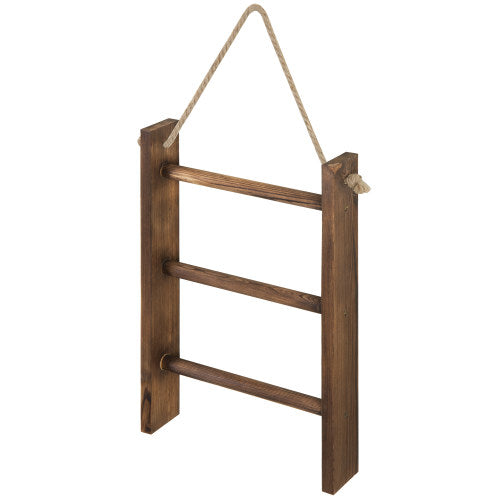 Rustic Wall-Hanging Towel Ladder, Brown-MyGift