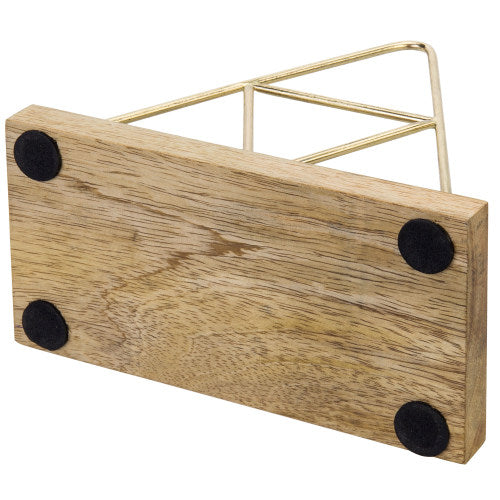 Triangle Napkin Holder w/ Brass Metal & Mango Wood-MyGift