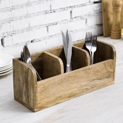 Premium Mango Solid Wood Utensil Organizer - MyGift