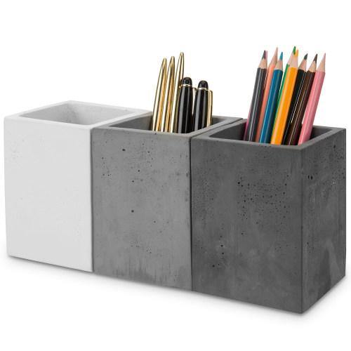 Modern Gray Concrete Pencil Cups, Set of 3 - MyGift