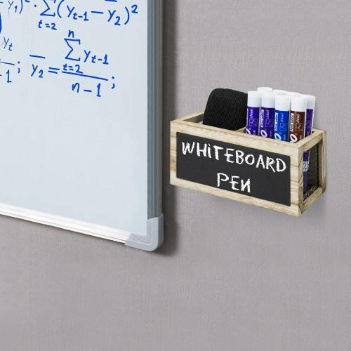 Magnetic Burnt Wood and Metal Wire Dry Erase Organizer w/ Chalkboard