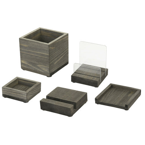 Modern Gray Wood & Clear Acrylic Office Accessory Set-MyGift
