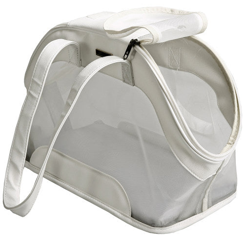 White Leatherette & Nylon Pet Carrier Bag for Small Dogs and Cats-MyGift