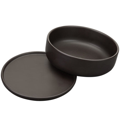 Modern Round Brown Ceramic Succulent Planter w/ Saucer-MyGift