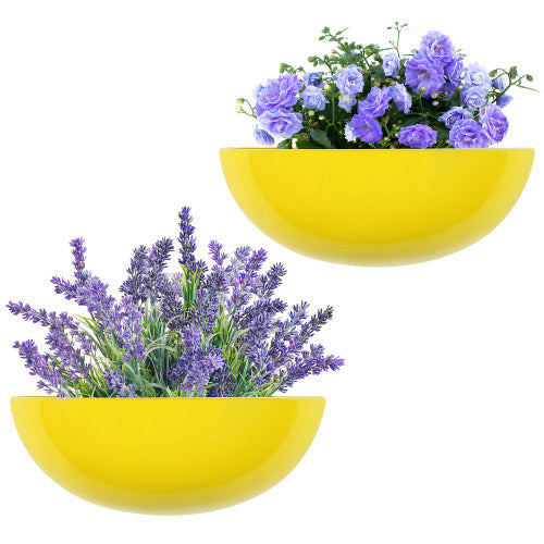 Yellow Ceramic Wall Mounted Hanging Planter, Set of 2-MyGift