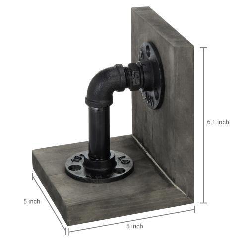 Industrial Pipe & Gray Wood Bookends - MyGift