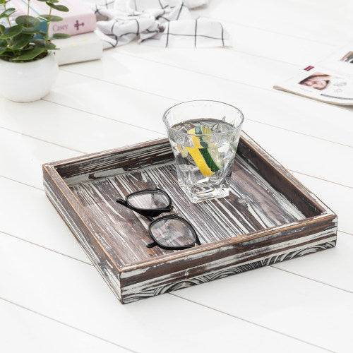 Small Rectangular Torched Wood Accent Tray-MyGift