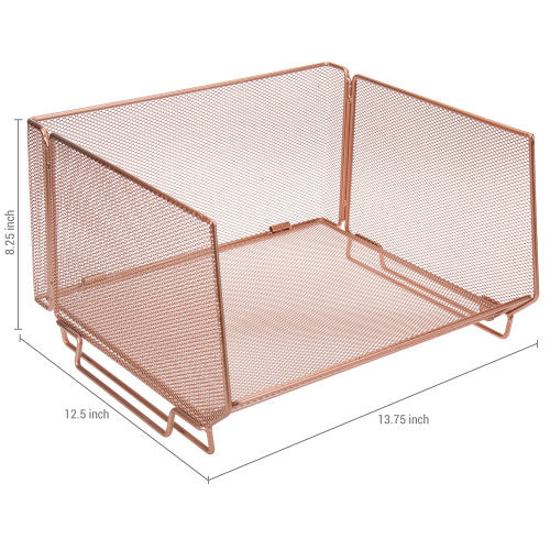 Deluxe Stackable Copper Metal Wire Mesh Produce Basket, Set of 2-MyGift