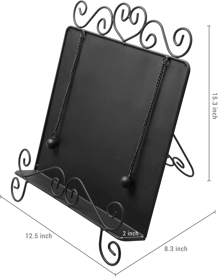 Vintage Scrollwork Design Black Wrought Iron Cookbook Holder Stand-MyGift