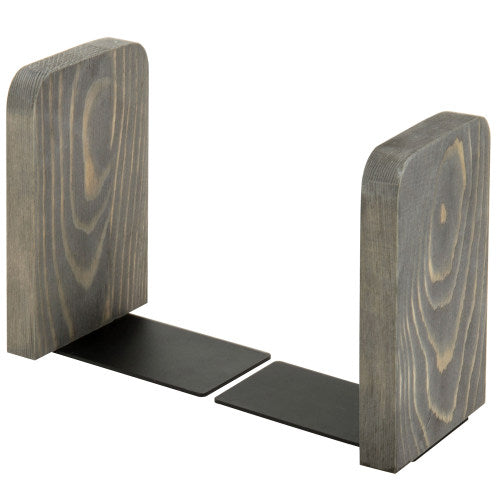 Square Vintage Gray Wood Bookends, Set of 2-MyGift