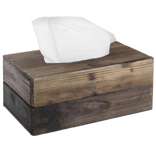 Rustic Dark Torched Wood Tissue Box Cover - MyGift