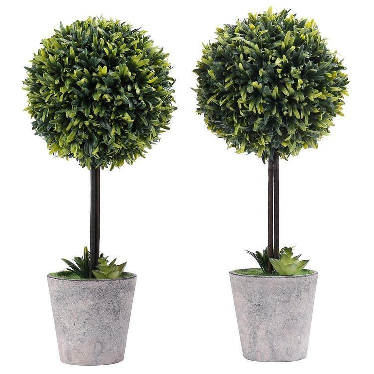 Artificial Boxwood Topiary Tree, Set of 2