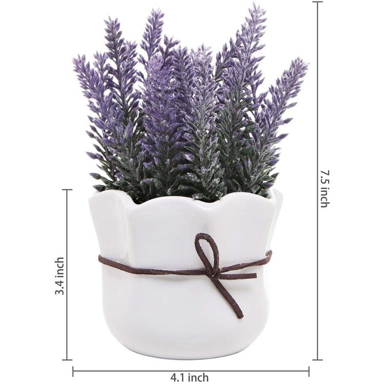 Artificial Lavender with White Ceramic Pot - MyGift Enterprise LLC