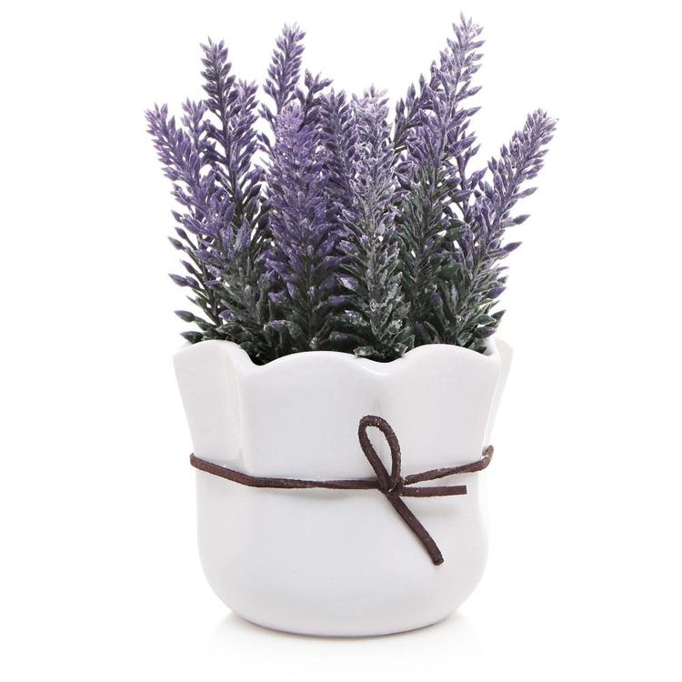 Artificial Lavender with White Ceramic Pot - MyGift Enterprise LLC