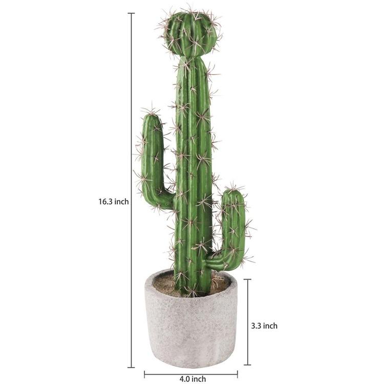 13-inch Artificial Saguaro Cactus in Cement Planter Pot - MyGift Enterprise LLC
