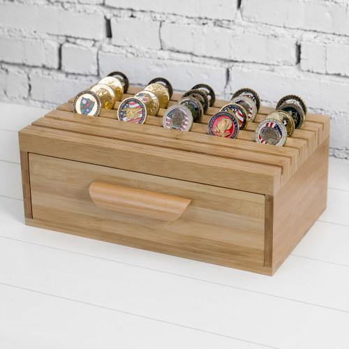 Bamboo Challenge Coin/Casino Chip Display with Drawer - MyGift