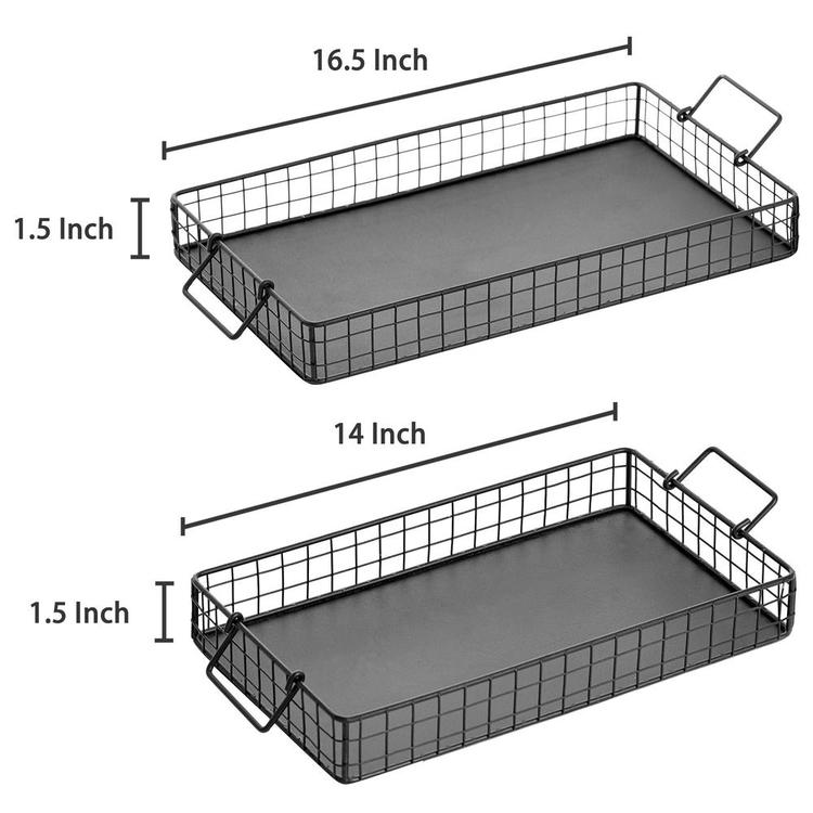 Black Galvanized Metal Wire Nesting Serving Trays with Handles, Set of 2 - MyGift Enterprise LLC