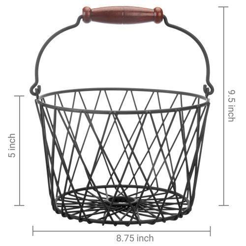 Black Metal Country Style Egg Basket with Handle - MyGift