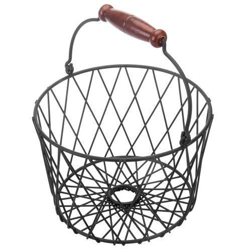 Black Metal Country Style Egg Basket with Handle - MyGift