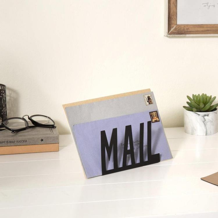 Black Metal Desktop Cutout MAIL Letter Holder - MyGift