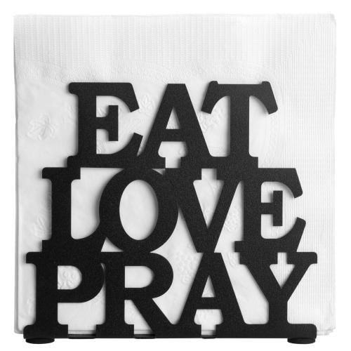 Black Metal Napkin Holder EAT LOVE PRAY