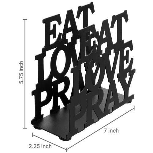 Black Metal Napkin Holder EAT LOVE PRAY