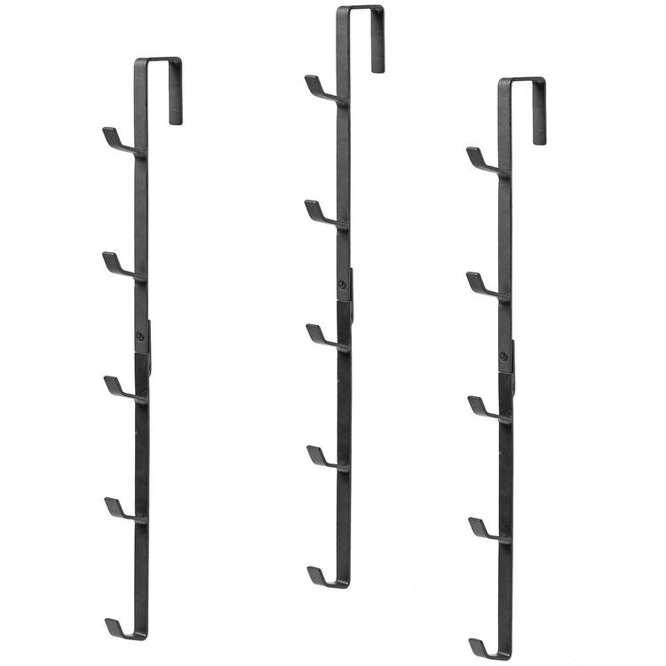 Black Metal Over-the-Door Coat, Hat and Purse Rack with 5 Hooks, Set of 3 - MyGift Enterprise LLC