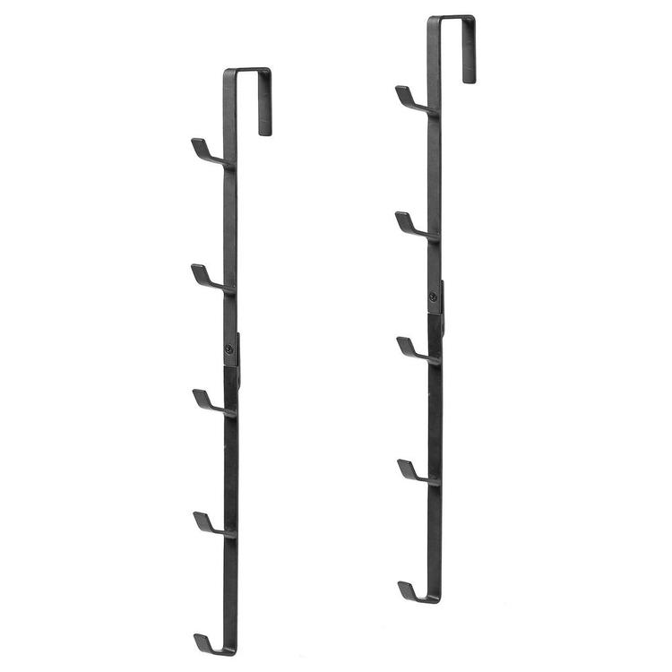 Black Metal OvertheDoor Rack with 5 Hooks, Set of 2 MyGift