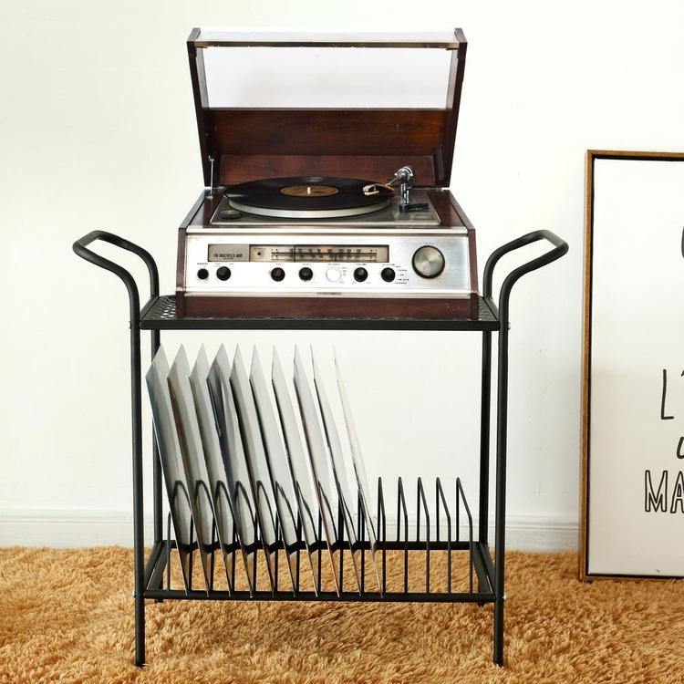 Black Metal Record Player Stand