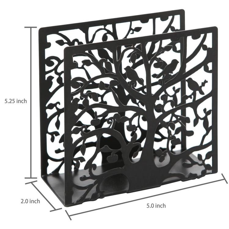 Black Metal Tree & Bird Design Tabletop Napkin / Tissue Holder - MyGift Enterprise LLC